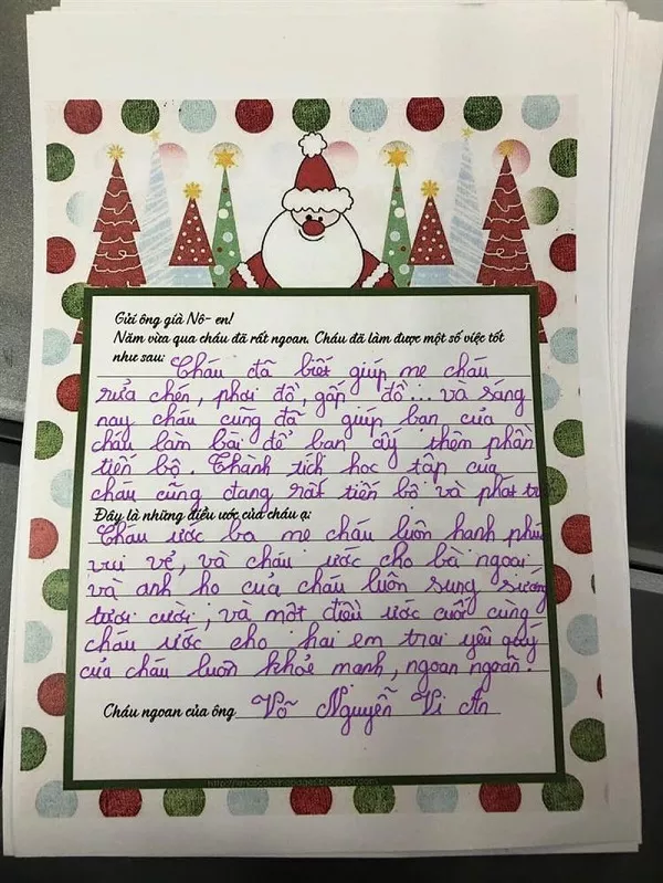 Viết thư gửi ông già Noel của bạn Vi An